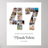 47e verjaardag nummer 47 aangepaste fotocollage poster (Voorkant)