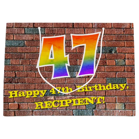 47e verjaardag: Plezier, op graffiti geïnspireerde Groot Cadeauzakje (Voorkant)