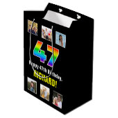 47e verjaardag: Regenboog "47", Aangepaste foto's  Medium Cadeauzakje (Achterkant Gekanteld)