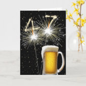 47e Verjaardag Sparklers Met Bier Mok Kaart (Gele Bloem)