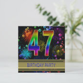 47e verjaardag Uitnodiging met bubbels (Staand voorkant)
