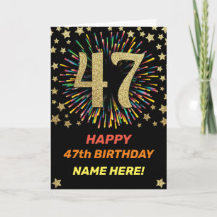 47e Verjaardag Vuurwerk Rainbow Gold Fun Kaart
