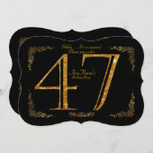 47e, Verjaardagsfeest 47e, grote Gatsby, zwart & g Kaart (Voorkant / Achterkant)