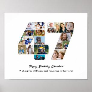 47e Verjaardagsfeest Nummer 47 Fotocollage Poster