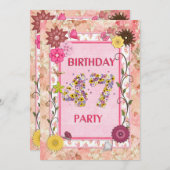 47e verjaardagsfeestje met bloemenfeest lijst kaart (Voorkant / Achterkant)