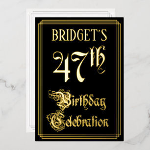 47ste verjaardagsfeest — Fancy Script & Aangepaste Folie Uitnodiging