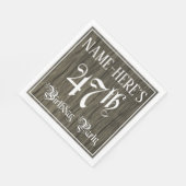 47th Birthday Party — Fancy script, Faux Wood Kijk Servet (Hoek)