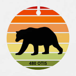 480 Otis Beer Silhouet op Gradient Sun Metalen Ornament
