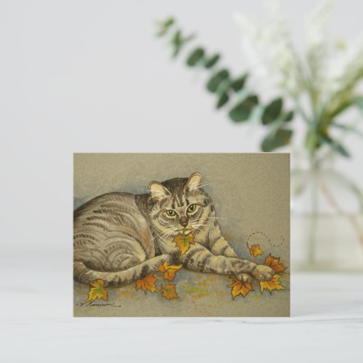 4872 Carte postale Chat d'automne (Debout devant)