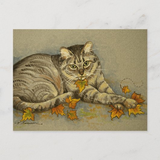 4872 Carte postale Chat d'automne (Devant)