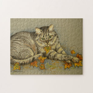 4872 Kat met volledige lederen puzzel