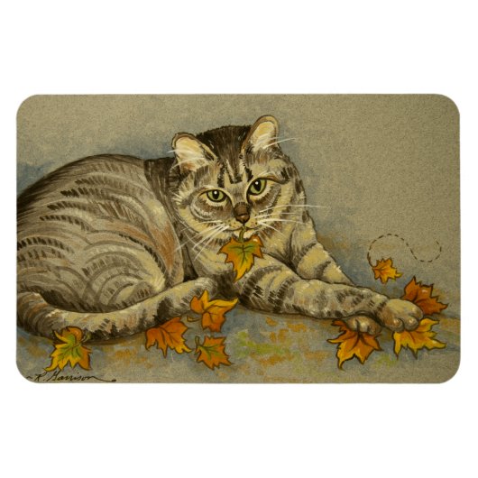 4872 Magnet de chat d'automne (Horizontal)