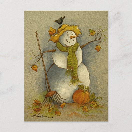 4878 Oogst Snowman Briefkaart (Voorkant)