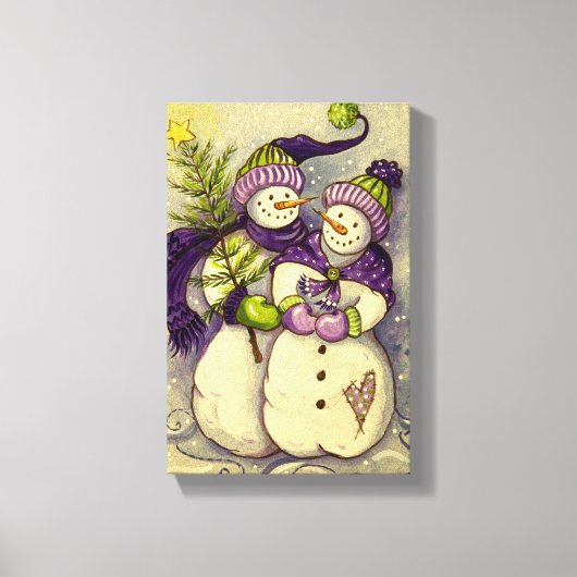 4882 Snowmen Kerstmis Canvas Afdruk (Voorkant)