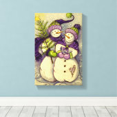 4882 Snowmen Kerstmis Canvas Afdruk (Insitu (Houten vloer))