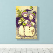 4882 Snowmen Kerstmis Canvas Afdruk (Insitu (Houten vloer))