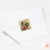 4886 Snowman Wreath Kardinaal Vierkante Sticker (Envelop)