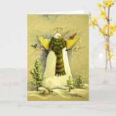 4894 Ange des neiges et oiseaux Carte d'anniversai (Fleur jaune)