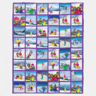 48 Foto Collage Konings Paars Fleece Deken