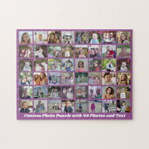 48 Foto Collage Raster - Script Tekst - paars Legpuzzel