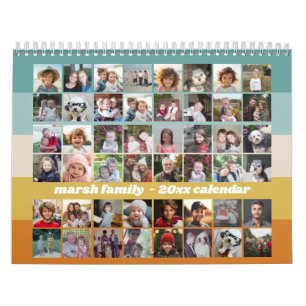 48 Foto - Retro Streep Kleurrijke Familie Kalender