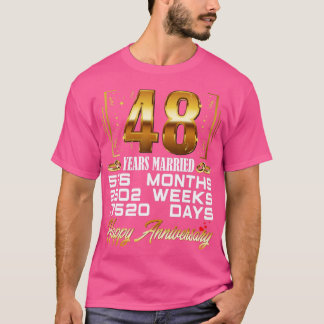 48 jaar gehuwd Funny 48th Wedding Jubileum T-shirt