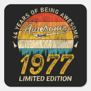 48 jaar oud 1977 Retro Geweldige 48e verjaardagsca Vierkante Sticker
