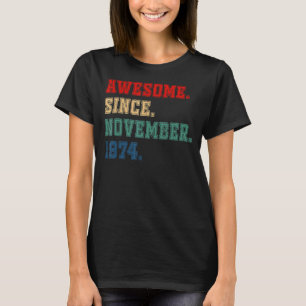 48 jaar oud Geweldige sinds november 1974 48e herz T-shirt