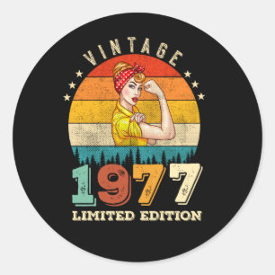 48 jaar oude Bday 1977 Vintage 48e Verjaardag Vrou Ronde Sticker