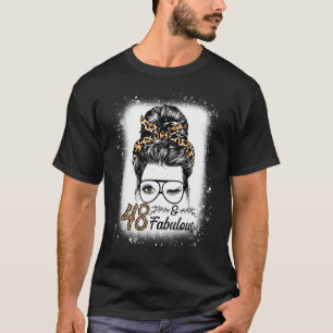 48 jaar oude Fabulous Messy Bun Leopard 48th Birth T-shirt