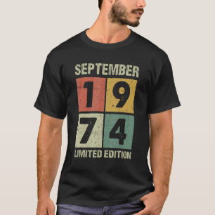 48 jaar oude Vintage september 1974 48e verjaardag T-shirt