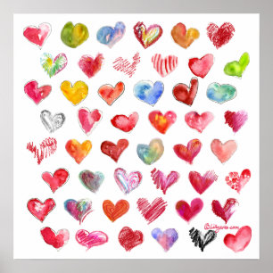 48 Valentine Hearts Poster Carré