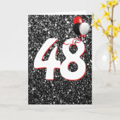 48e anniversaire Ballons sur carte Parties scintil (Fleur jaune)