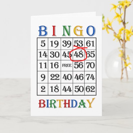 48e anniversaire Carte de Bingo (Fleur jaune)