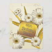 48e anniversaire de fête Invitation avec marguerit (Devant / Derrière)