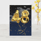48e Anniversaire Gold Mylar Balloon et carte Confe (Fleur jaune)
