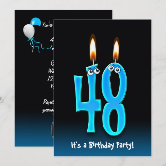 48e anniversaire Invitation de fête (Devant / Derrière)