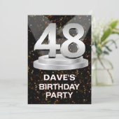 48e anniversaire Invitation de fête Ajouter un nom (Debout devant)
