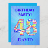 48e anniversaire Invitation de fête Ajouter un nom (Devant / Derrière)