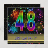 48e fête d'anniversaire Invitation avec bulles (Devant / Derrière)