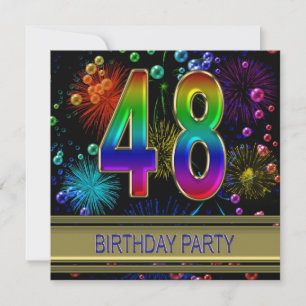 48e fête d'anniversaire Invitation avec bulles