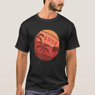 48e Jubileum Klassieke Retro Palm Sunset Birthda T-shirt