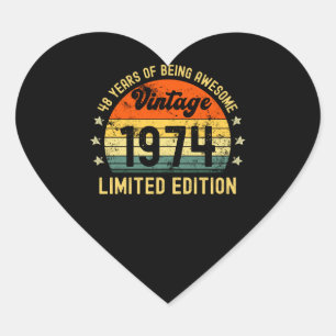 48e verjaardag 1974 beperkte uitgave hart sticker