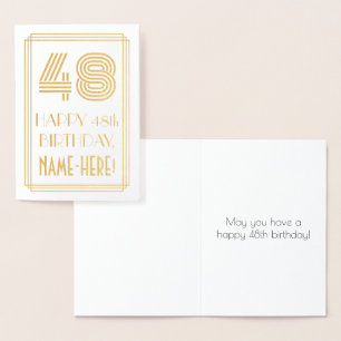 48e verjaardag - Art Deco geïnspireerde look "48"  Folie Kaarten