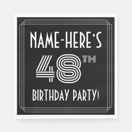 48e verjaardag: Art Deco Style + aangepaste naam Servet (Voorkant)