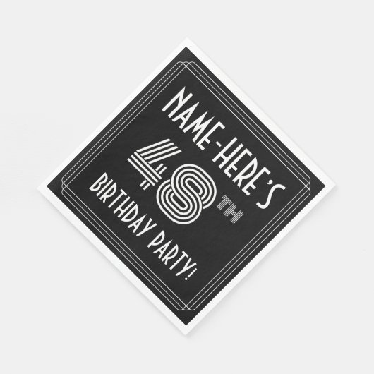 48e verjaardag: Art Deco Style + aangepaste naam Servet (Hoek)