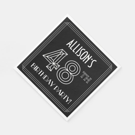 48e verjaardag: Art Deco Style + aangepaste naam Servet (Hoek)