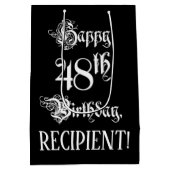 48e verjaardag: Fancy, elegant script + aangepaste Medium Cadeauzakje (Achterkant)