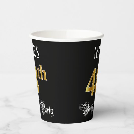 48e verjaardag — Fancy script, Faux Gold look Papieren Bekers (Links)