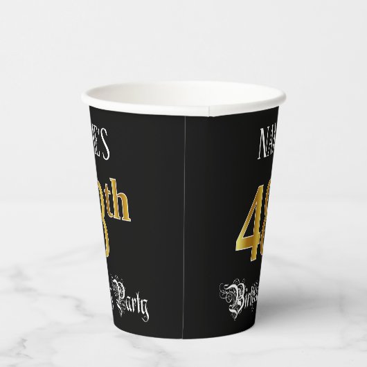 48e verjaardag — Fancy script, Faux Gold look Papieren Bekers (Rechts)
